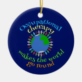 Beroepstherapie maakt de wereld draaiende keramisch ornament (Voorkant)