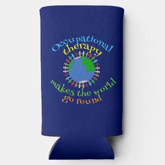 Beroepstherapie maakt de wereld draaiende seltzer blikjeskoeler (Achterkant)