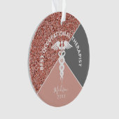 Beroepstherapie Roze Glitter Gepersonaliseerd Ornament (voorkant)