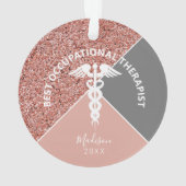 Beroepstherapie Roze Glitter Gepersonaliseerd Ornament (achterkant)