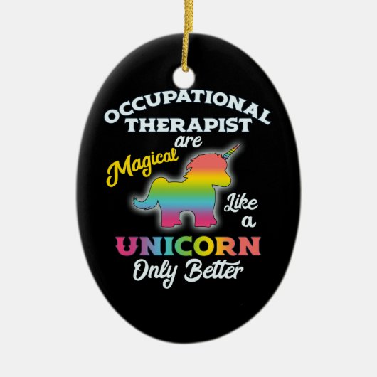 Beroepstherapie Unicorn bij Therapist Keramisch Ornament (Voorkant)