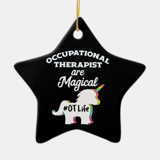 Beroepstherapie Unicorn bij Therapist Keramisch Ornament (Voorkant)