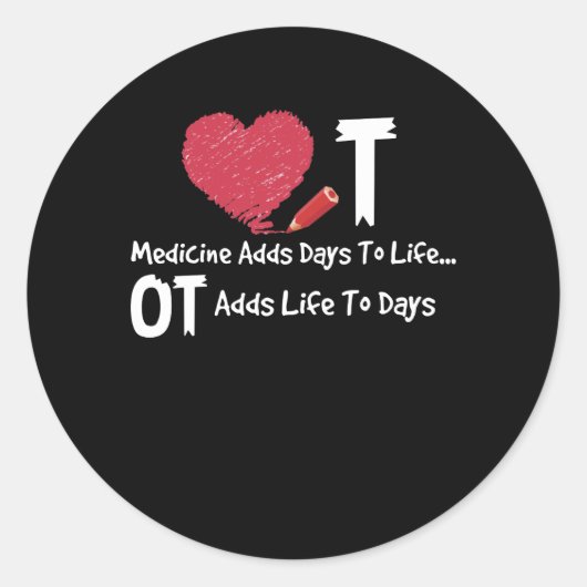 Beroepstherapie voegt leven toe aan dagen hartziek ronde sticker (Voorkant)