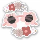 Beroepstherapist Floral zonnebril Sticker (Voorkant)