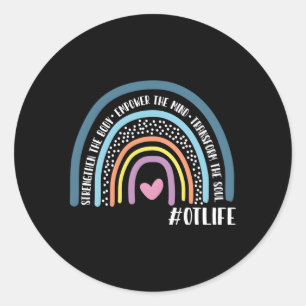Beroepstherapistische regenboog versterkt het lich ronde sticker
