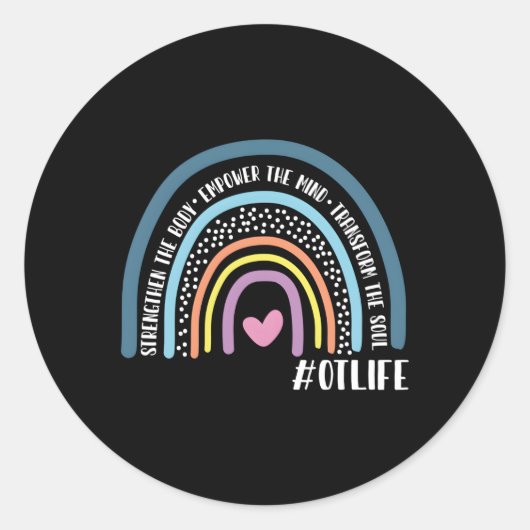 Beroepstherapistische regenboog versterkt het lich ronde sticker (Voorkant)