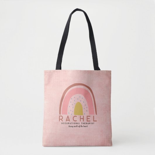 Beroepstherapistische roze regenboog tote bag (Voorkant)
