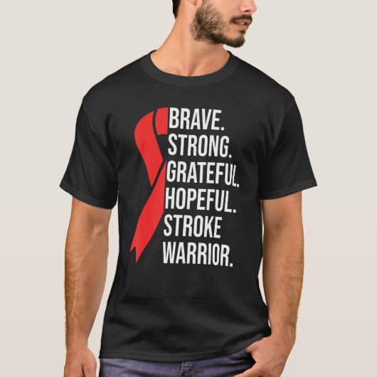 Beroerte overlevende dappere sterke dankbare hoopv t-shirt (Voorkant)
