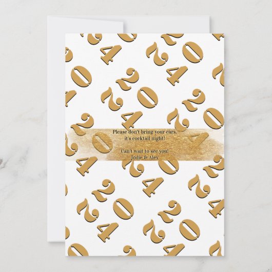 Beroerte van Midnight Party Zwart Goud Oudejaarsav Kaart (Achterkant)