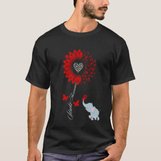 Beroertebewustzijn Olifant Zonnebloem Vlinder Lint T-shirt
