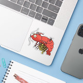 Berried Red Cherry Shrimp Sticker (Laptop met iPhone)