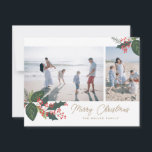 Berries 2 Foto Collage Flat Holiday Kaart<br><div class="desc">Maak dit vakantieseizoen een feestelijke en stijlvolle verklaring met deze fotovakantiekaart met handgetekende winterbladeren en bessen. Alle tekst is volledig aanpasbaar en wordt geleverd met een passend patroon op de achterzijde voor een extra speciale aanraking.</div>