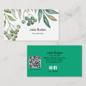 Berries and Branches Watercolor Classic Visitekaartje (Voorkant / Achterkant)