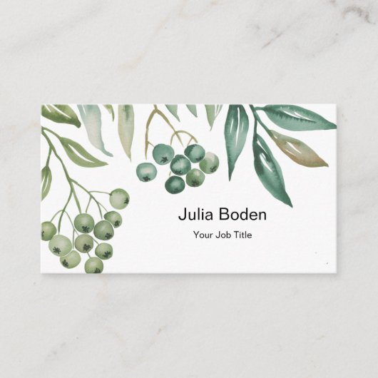 Berries and Branches Watercolor Classic Visitekaartje (Voorkant)