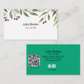 Berries and Branches Watercolor Elegant Visitekaartje (Voorkant / Achterkant)