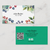 Berries and Branches Watercolor Fruit Visitekaartje (Voorkant / Achterkant)