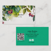 Berries and Branches Watercolor Painting Visitekaartje (Voorkant / Achterkant)