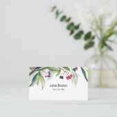 Berries and Branches Watercolor Rustic Visitekaartje (Staand voorkant)