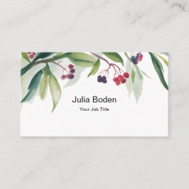 Berries and Branches Watercolor Rustic Visitekaartje