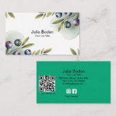 Berries and Branches Watercolor Splash Visitekaartje (Voorkant / Achterkant)