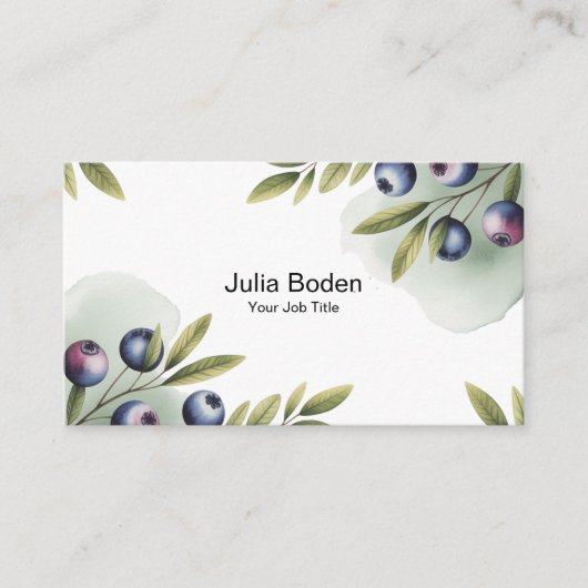 Berries and Branches Watercolor Splash Visitekaartje (Voorkant)