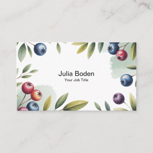 Berries and Branches Watercolor Surround Visitekaartje (Voorkant)
