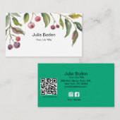 Berries and Branches Watercolor Top Visitekaartje (Voorkant / Achterkant)