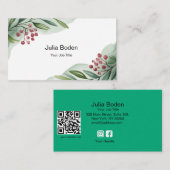 Berries and Branches Watercolor Two Tone Visitekaartje (Voorkant / Achterkant)