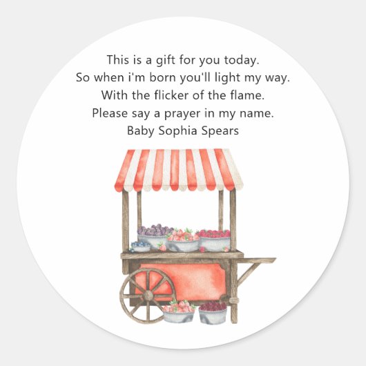 Berries baby shower - Prayer candle label (Voorkant)