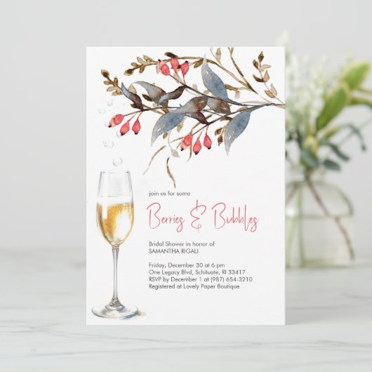 Berries & Bubbels Vrijgezellenfeest Thema Kaart (Staand voorkant)