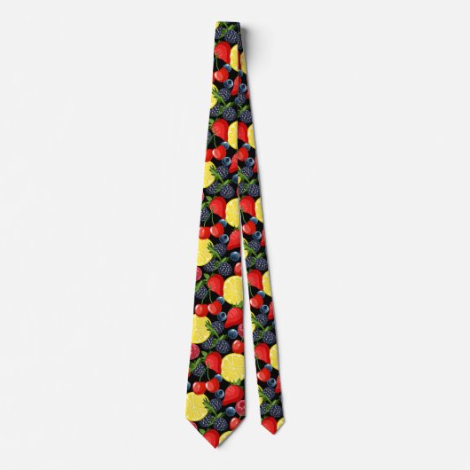 Berries & Citrus Pattern Men’s Necktie Stropdas (Voorkant)