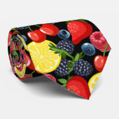 Berries & Citrus Pattern Men’s Necktie Stropdas (Opgerold)