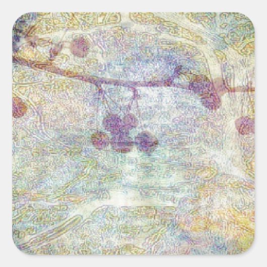 Berries Digital Collage Vierkante Sticker (Voorkant)