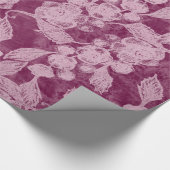 Berries en bloesems Paars Floral Pattern Cadeaupapier (Hoek)