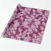 Berries en bloesems Paars Floral Pattern Cadeaupapier (Uitgerold)