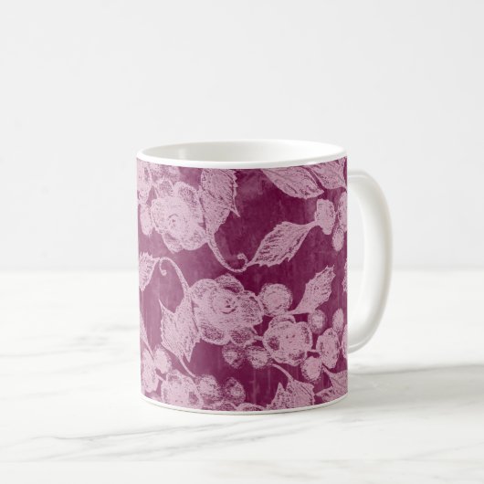 Berries en bloesems Paars Floral Pattern Koffiemok (Voorkant rechts)