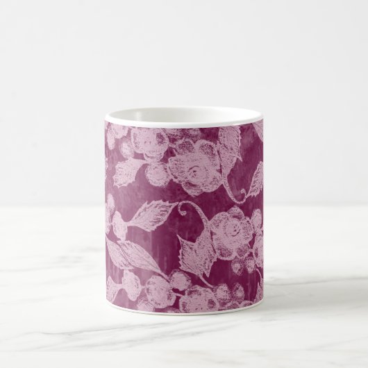 Berries en bloesems Paars Floral Pattern Koffiemok (Center)