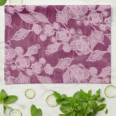 Berries en bloesems Paars Floral Pattern Theedoek (Gevouwen)