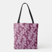 Berries en bloesems Paars Floral Pattern Tote Bag (Achterkant)