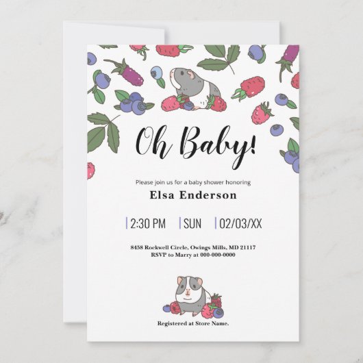 Berries en cavia's kaart (Voorkant)