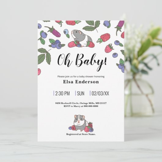 Berries en cavia's kaart (Staand voorkant)