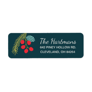 Berries en dennenvakantie retour adreslabels etiket