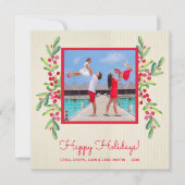 Berries en Greenery kerstfoto Feestdagenkaart (Voorkant)