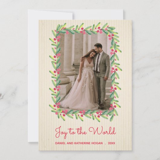 Berries en Greenery kerstfoto Feestdagenkaart (Voorkant)