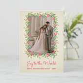 Berries en Greenery kerstfoto Feestdagenkaart (Staand voorkant)