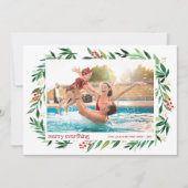 Berries en Greenery Merry-kerstfoto Feestdagenkaart (Voorkant)