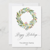 Berries en Greenery Wreath Holiday Kaart (Voorkant)