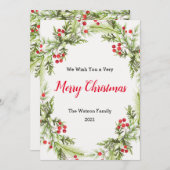 Berries en Greenery Wreath Merry kerstfeestlid Feestdagenkaart (Voorkant / Achterkant)