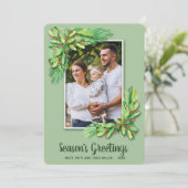 Berries en Greens kerstfoto Feestdagenkaart (Staand voorkant)