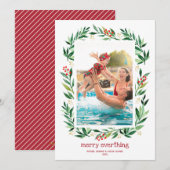 Berries en Greens Merry-kerstfoto Feestdagenkaart (Voorkant / Achterkant)